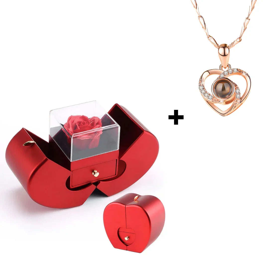 I Love You Necklace with 100 Languages Projection and Gift Box
