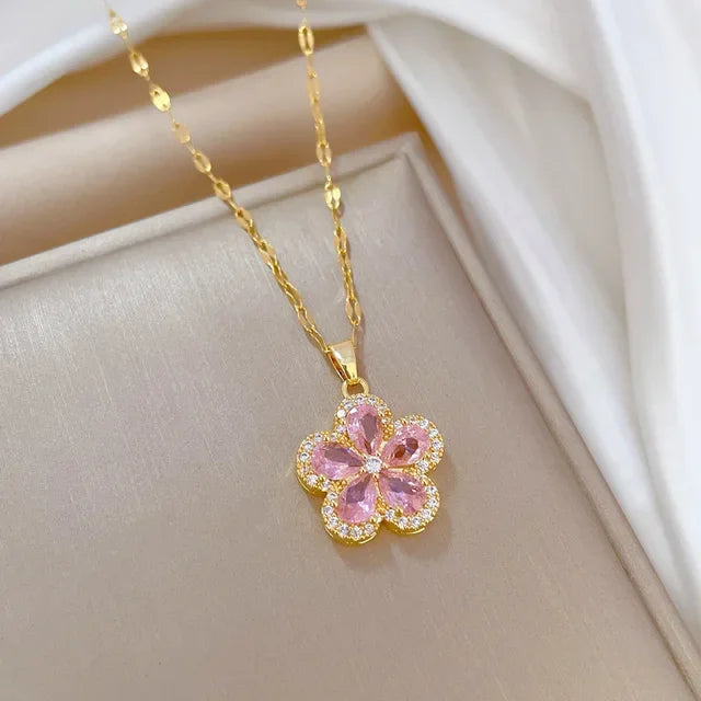 Sakura Flower Necklace - 18K Gold Plated