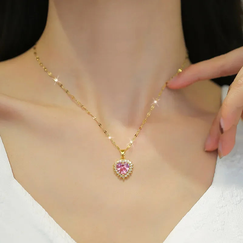 Heart Necklace and Earrings Jewellery Set