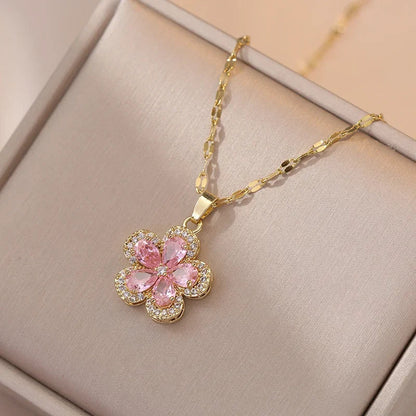 Sakura Flower Necklace - 18K Gold Plated
