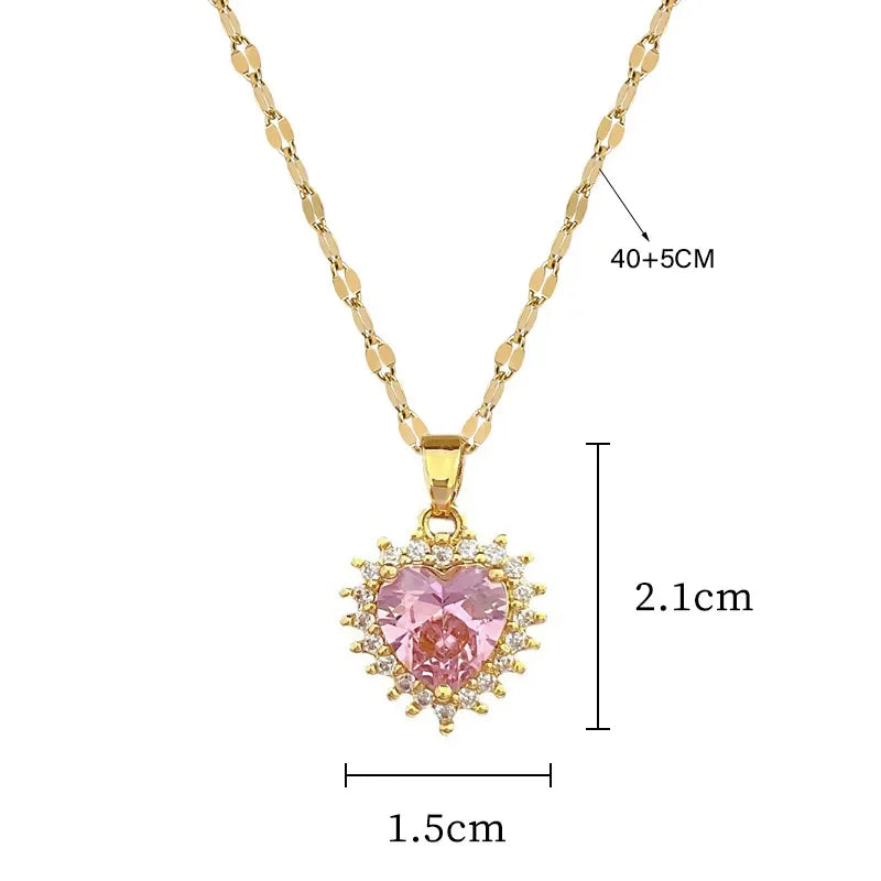 Heart Necklace and Earrings Jewellery Set