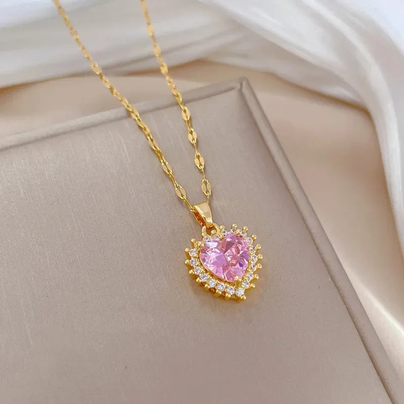 Heart Necklace and Earrings Jewellery Set