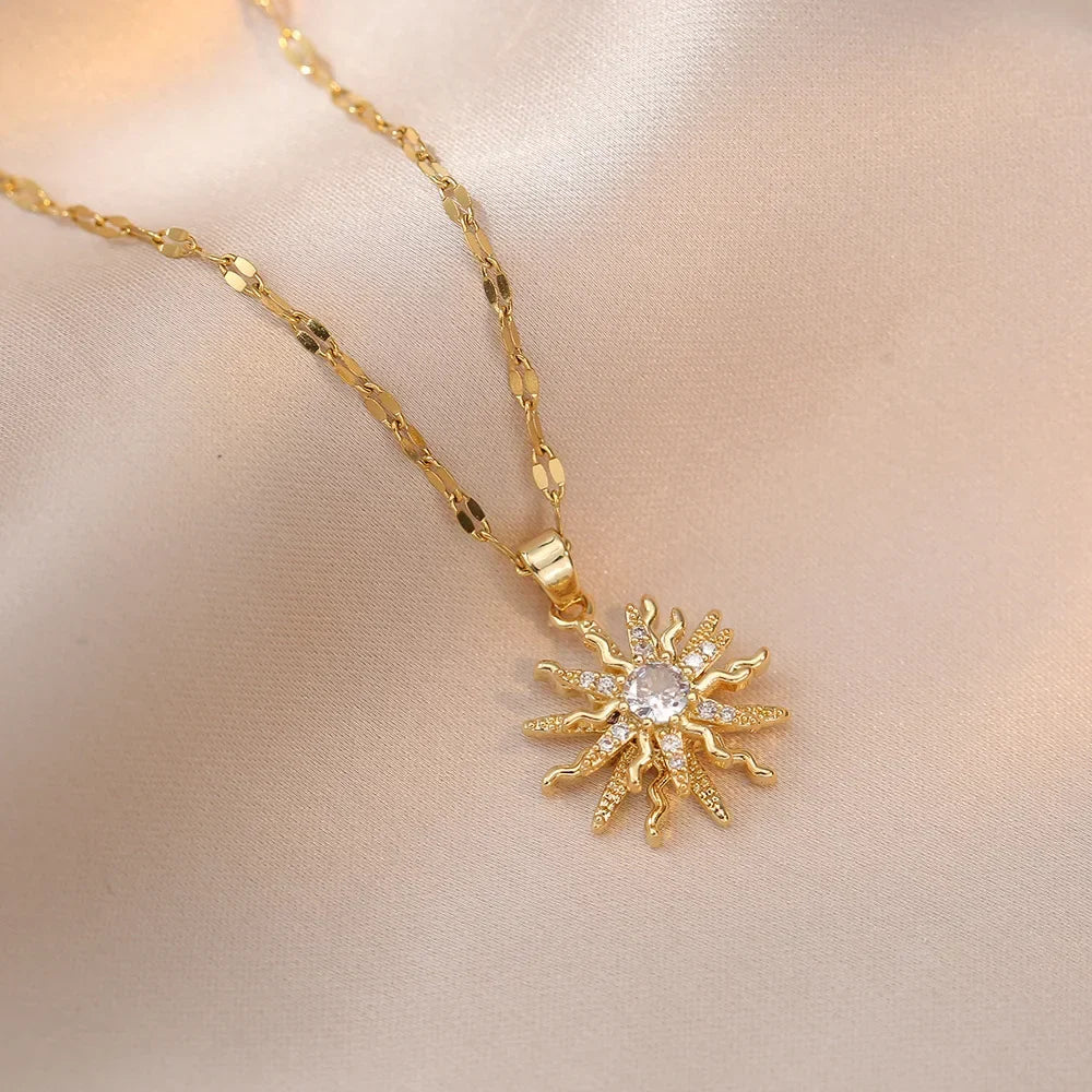 Sun Necklace with Cubic Zirconia