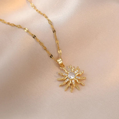 Sun Necklace with Cubic Zirconia