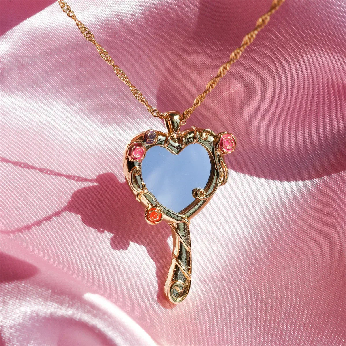 Mirror Necklace with Diamond Castle Motif